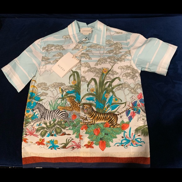 Gucci boys savanna printed short sleeve button down shirt - Picture 2 of 5